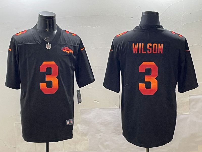 Men Denver Broncos #3 Wilson Black Fashion 2025 Nike Limited NFL Jersey style 1